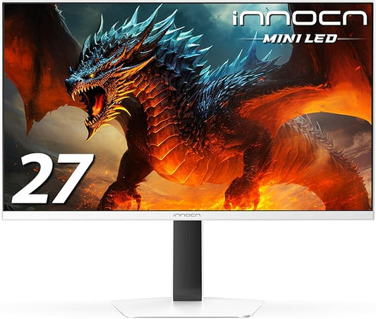 INNOCN 27" 2K QHD 2560 x 1440P 320Hz Monitor, Gaming Console Ready, Mini-LED Precisely Dimming, Monitor for Mac, HDR1000, 1ms, MPCS/ULL, FPS, HDMI 2.1, DP, Speaker, Pivot Adjustable Stand - GA27T1M