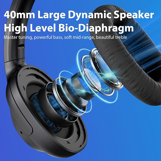 YMOO Bluetooth 5.2 Hybrid Active Noise Cancelling Headphones for Airplane Travel, Wired and Wireless ANC Headphones, 75H Playtime Over Ear Headphone, Bluetooth Headset with Mic for Adults
