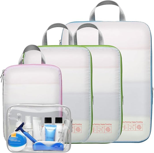 Cambond Compression Packing Cubes for Travel Women - Travel Bags Luggage Organizers Travel Essentials Compression Cubes for Travel Carry on Suitcases Organizer