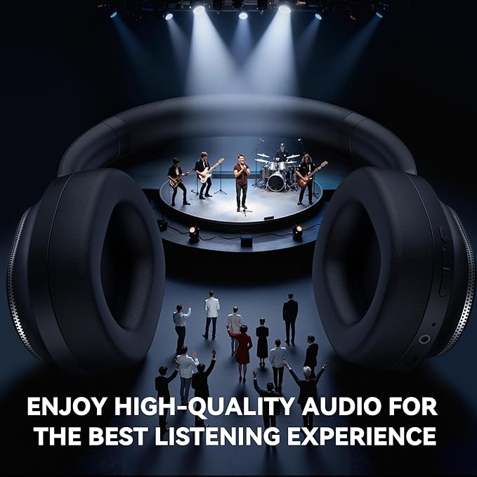 Hybrid Active Noise Cancelling Headphones, Over Ear Bluetooth 6.0 Wireless Headphones, 50H Playtime, Deep Bass, HiFi Stereo Sound, Lightweight Foldable for Travel, Home and Office（Black）