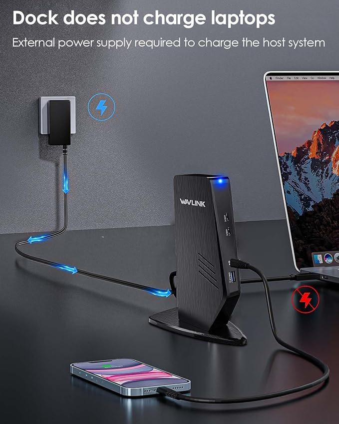 WAVLINK Universal Laptop Docking Station - Dual Monitor Support for Windows and Mac, 5K/Dual 4K@60Hz (2 HDMI, 2 DP, 3 USB, 2 USB-C, Ethernet, Audio&Mic)