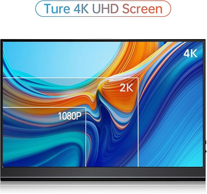 VILVA 4K Portable Monitor, 15.6'' IPS 3840x2160 UHD Computer Monitor, 100% Adobe RGB Gaming Monitor USB C HDMI Portable Travel Display w/Speakers Smart Cover for Laptop Xbox PS4 Switch Phone Mac