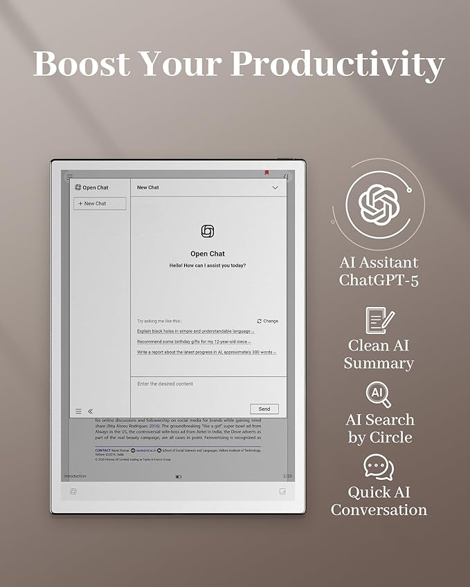 iFLYTEK AINOTE 2, 10.65" E-Ink Tablet, AI Note Taking Tablet with ChatGPT-5, Ultra-Thin 4.2mm Digital Notebook with Voice-to-Text, 16-Language Transcription, Handwritten-to-Text, Ideal for Work&Study