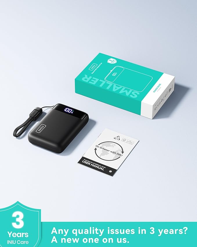 INIU Portable Charger, Smallest 22.5W 20000mAh USB C in & Out Power Bank Fast Charging, PD 3.0+QC 4.0 LED Display Phone Battery Pack Compatible with iPhone 17 16 15 14 Pro Samsung S24 Google iPad etc