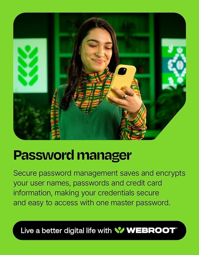 Webroot Internet Security Complete | Antivirus Software 2025 | 5 Device | 1 Year Keycard for PC/Mac/Chromebook/Android/IOS + Password Manager, Performance Optimizer and Cloud Backup | Packaged Version