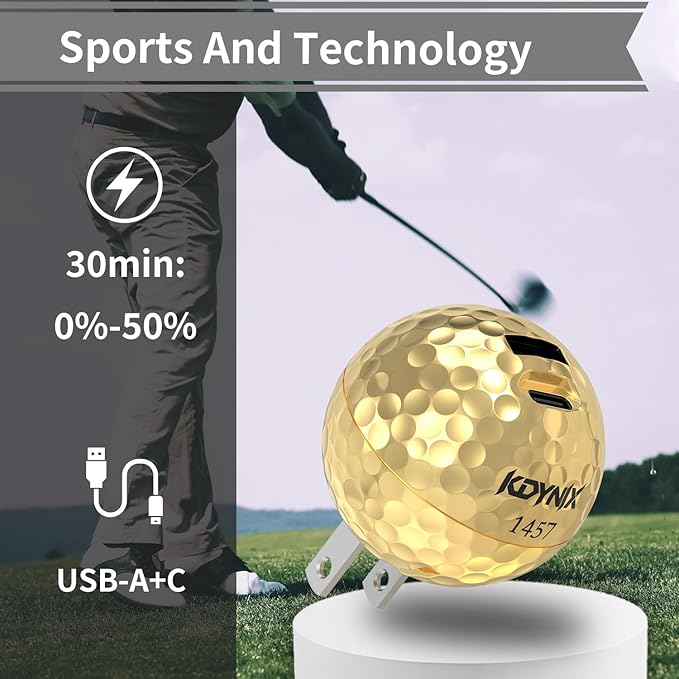 20W Dual Port Creative Golf Ball Charger Block， GaN III Power Adapter Fast Wall Charger with UL Certified, Fast Charging for iPhone 16/16 Pro/16 Pro Max/16 Plus/15/14/13/12, Galaxy, iPad, Airpods