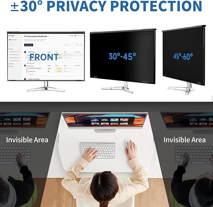 32 Inch Computer Privacy Screen Filter for 16:9 Widescreen Computer Monitor Magnetic Privacy Shield Computer Screen Protector Anti Glare and Blue Light