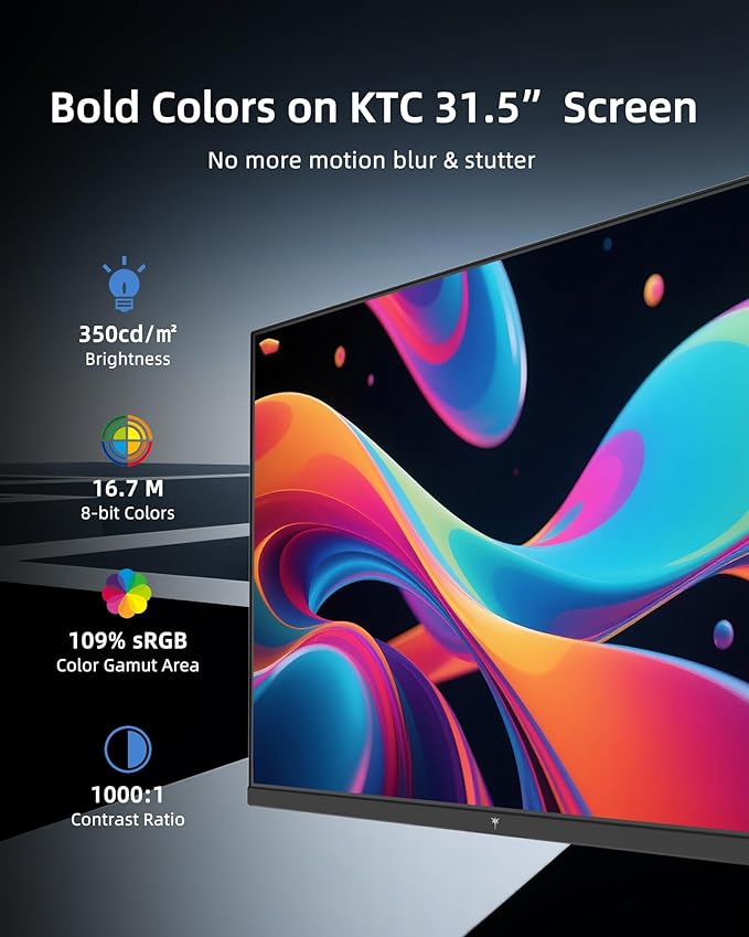 KTC 32 Inch Computer Monitor 2K - 1440P IPS Monitor 120Hz, Adaptive Sync, 109% sRGB, HDR10, Eye Care, HDMI Displayport, Tilt, VESA Compatible, 100Hz PC Monitors for Home Office Gaming, White, H32D6