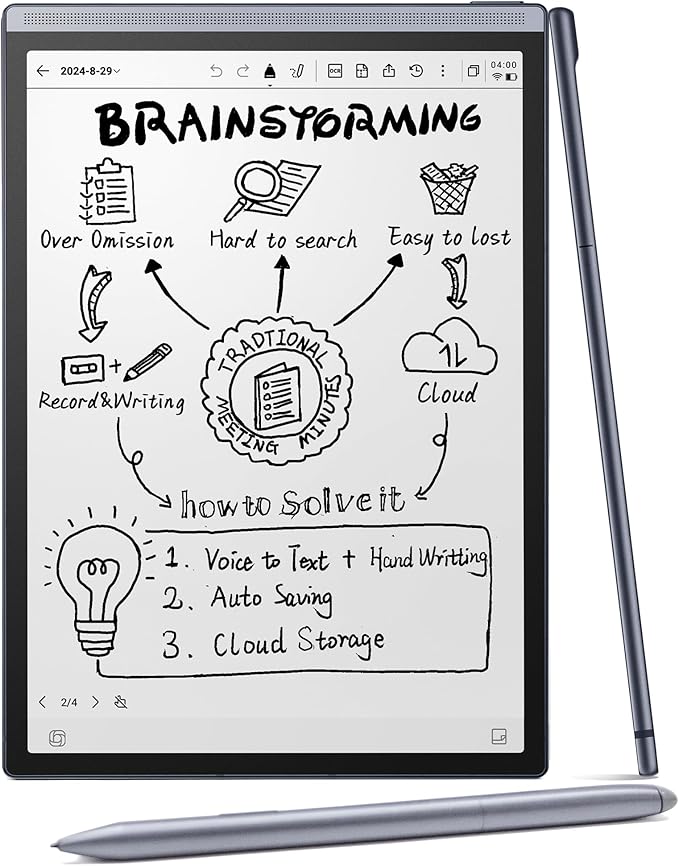 iFLYTEK AINOTE Air 2 AI Paper Tablet Writing Tablet, 8.2-inch Digital Notebook with Pen, Voice-to-Text Transcription, Multi-Languages Chatgpt Support