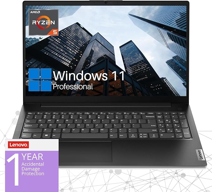 Lenovo V15 Gen 4 Business Laptop, 15.6" FHD Screen, AMD Ryzen 5 5500U, 12GB RAM, 1TB SSD, Webcam, RJ-45, Wi-Fi, Windows 11 Pro, Black, Additional 1 Yr ADP