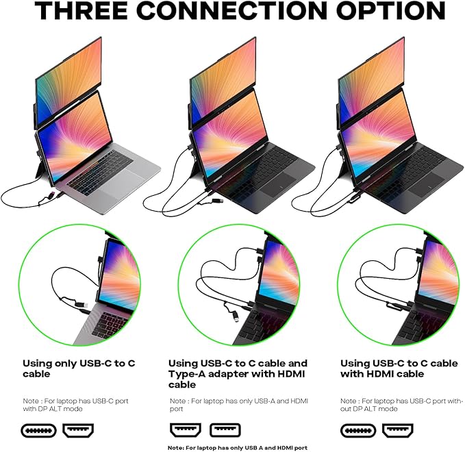 New Mobile Pixels Duex Float Portable Monitor, 15.6" Full HD IPS Dual Monitor for Laptops, USB C/HDMI Plug and Play Portable Screen,Windows/Mac/Android/Switch Compatible