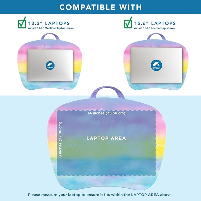 LAPGEAR MyStyle Portable Lap Desk with Cushion - Sunset Watercolor - Fits up to 15.6 Inch Laptops - Style No. 45321