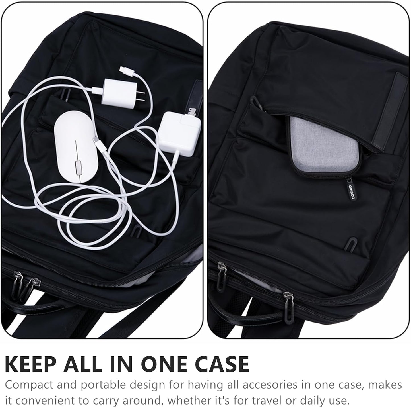 Ginsco Hard Shell Protection Case Electronic Accessories Organizer Pouch for MacBook Air/pro Adapter Chargers Cables Power Bank, for Sandisk Portable SSD Flash Disk SD Card,Compact Travel Tech Case