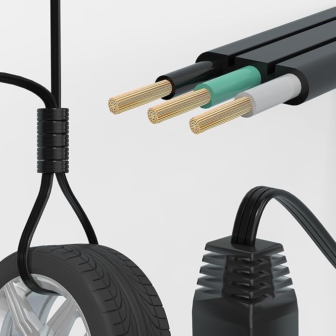 3-Prong 16FT Twin Extension Cord with 6 Outlets - Slim Design for Home Furniture, 16FT Double Cord 8 FT Each Side in Black Color