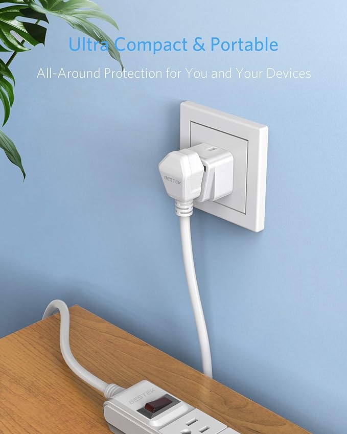 BESTEK India, South Africa Travel Plug Adapter, Grounded Universal Type D Plug Adapter India to US Adapter - Ultra Compact for India, Sudan, Pakistan and More, 3 Pack