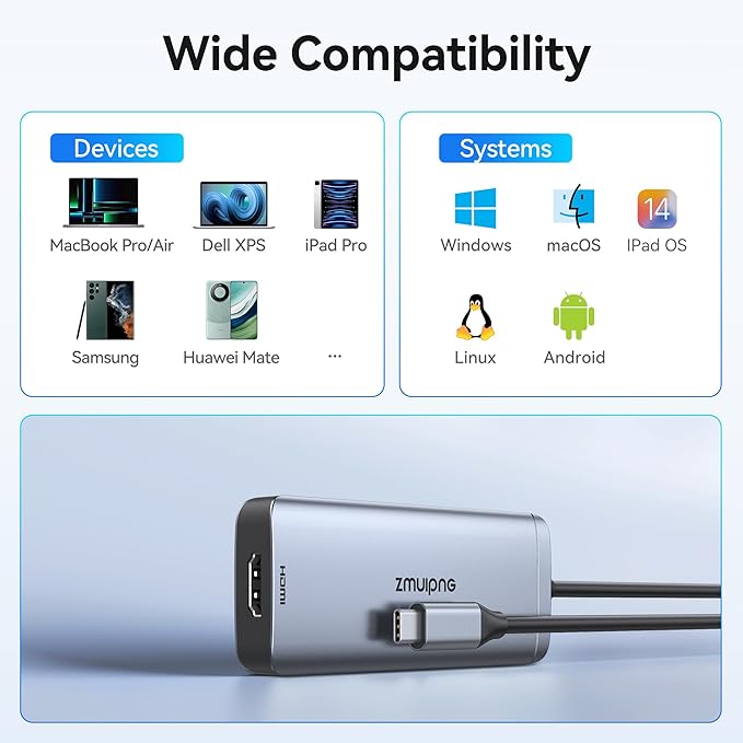 USB C Hub Adapter for MacBook Air, USB-C HD MI Dongle for MacBook Pro, 6 in 1 USBC HDMI Multiport Adapter Mac Converter with 4K HDMI, 3 USB 3.0,SD/TF for Dell XPS, HP, Surface and Other Type C Devices