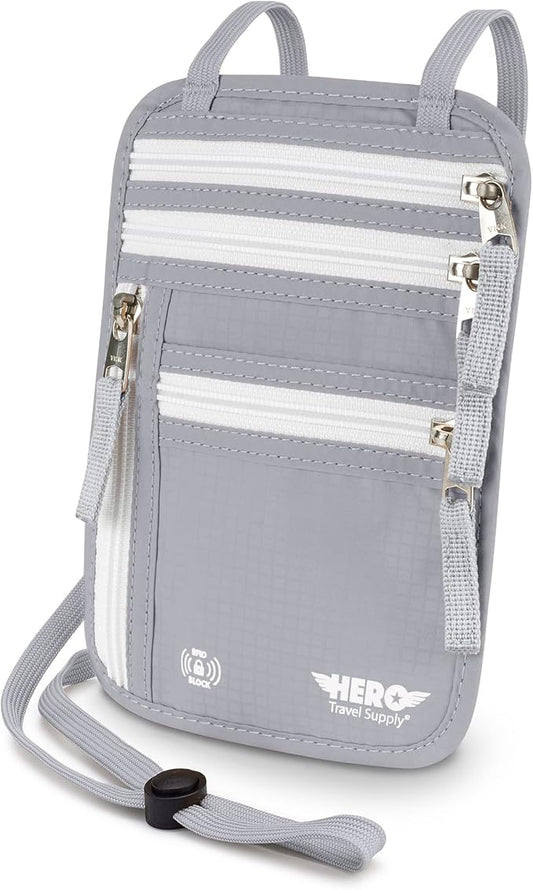 HERO Neck Wallet, RFID Blocking Passport Holder, Easy to Conceal and Pouch