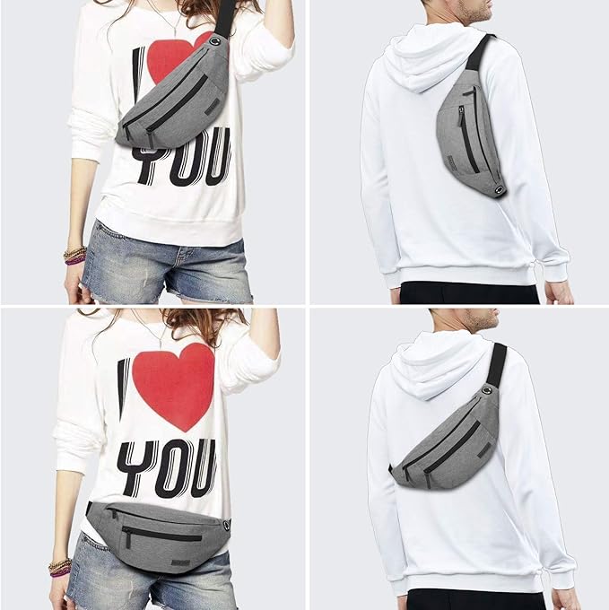 MAXTOP Large Crossbody Fanny Pack with 4-Zipper Pockets,Gifts for Enjoy Sports Festival Workout Traveling Running Casual Hands-Free Wallets Waist Pack Phone Bag Carrying All Phones