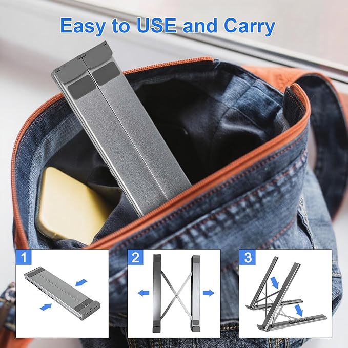 8-in-1 USB C Laptop Docking Station Stand, Laptop Tablet Stand Adjustable, SD/TF Card Slots Fast Charging, Multiport Adapter Computer Cooling Stand, Cooling Riser Office Workstation Hub