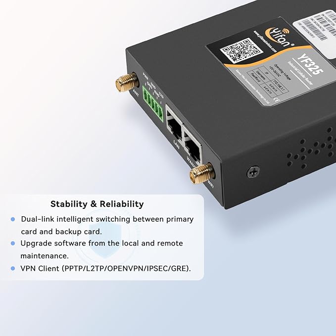 4G VPN Router, Industrial 4G LTE WiFi Router 3G/4G Yeacomm YF325 Wireless Modem Router Unlocked with Dual Sim Card Slot,B2/4/5/12/13/17/66/71 US Full Frequency Band Supported