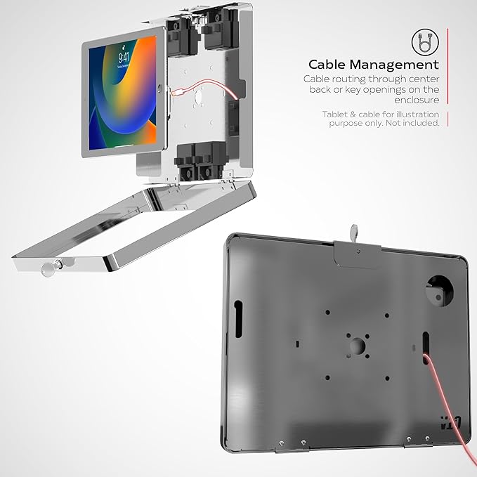 Stainless Steel iPad Wall Mount - CTA Anti-Theft Tablet Enclosure for iPad 10.9" 10th Gen - A16 - Air 11 - Pro 11" - 7/8/9 Gen - 10th Gen 10.2" - Pro 11" - Air 4 - Galaxy Tabs - (PAD-SSPARAW)