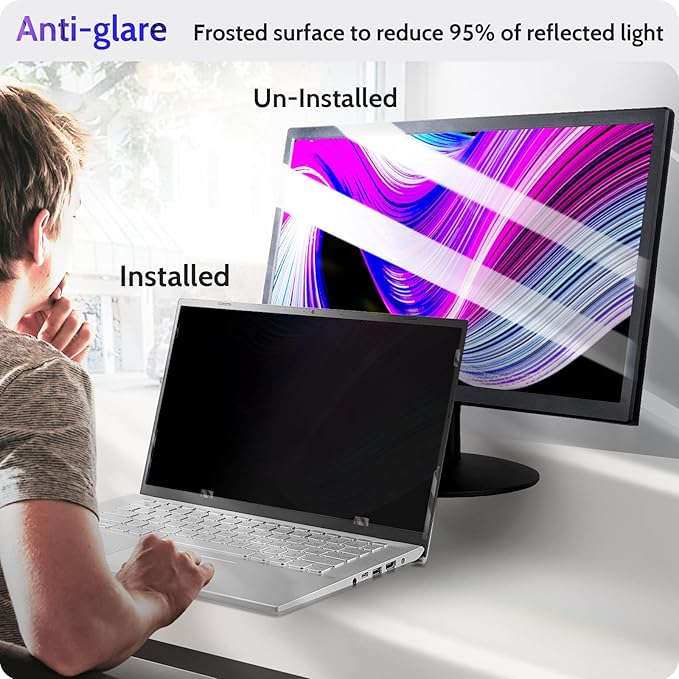 17 Inch Laptop Privacy Screen Compatible With Lenovo Hp Dell Acer Asus Thinkpad Xps, 16:10 Aspect Removable Anti Glare Blue Light Filter Protector, 17inch Computer Monitor Security Shield