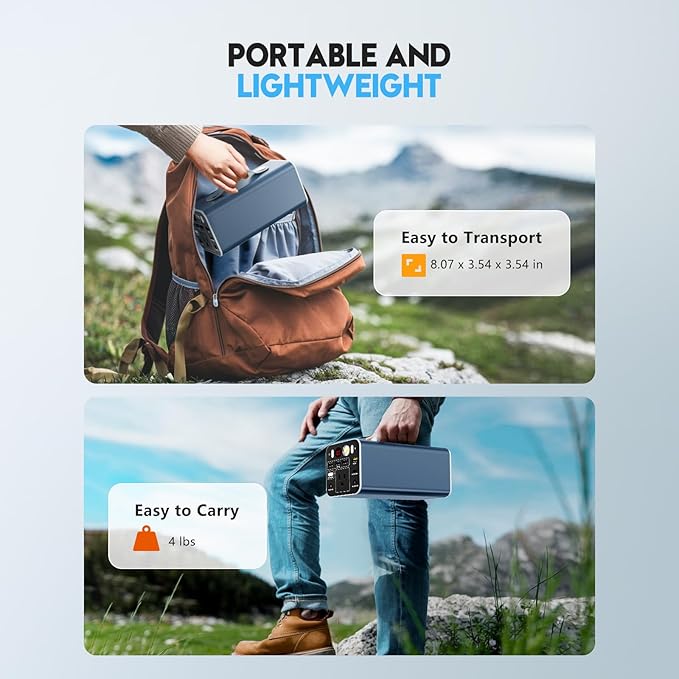 150W Portable Power Station, 42000mAh/155Wh Power Bank with AC Outlet, Dual Way 65W PD/USB-C Port, Laptop Charger for Outdoor Camping Home Emergency Outage