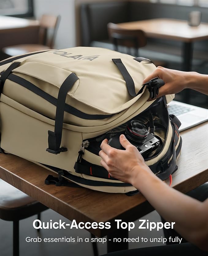 Tolaccea Travel Laptop Backpack, TSA Friendly Flight Approved Carry-on Business Rucksack Work Backpack with Extra Toiletry Bag, Dual Storage for 17.3" Laptop and 12.9" Tablet, 40-45L Expandable