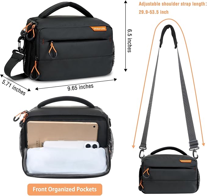 MOSISO Small Camera Bag for Photographers,Compact Camera Shoulder Bags for DSLR/SLR/Mirrorless Cameras,Waterproof Crossbody Padded Photography Bag with Rain Cover for Canon/Nikon/Sony, Black