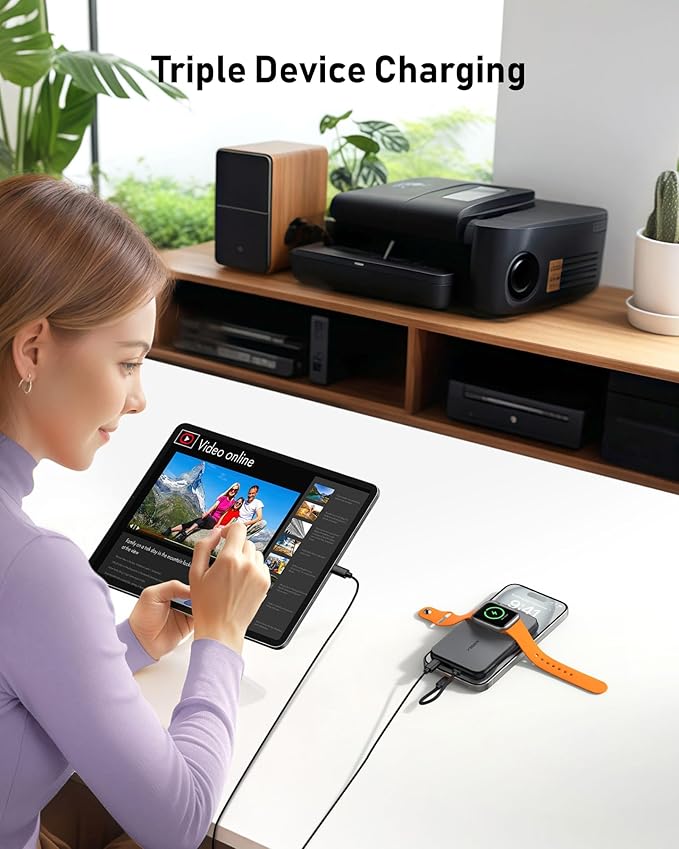 VEGER Portable Charger with Built in Removable Cable for iPhone, 20W Fast Charging Slim Power Bank, 10000mAh USB C Battery Pack Travel Essential Compatible with iPhone, Android, Apple Watch-Yellow