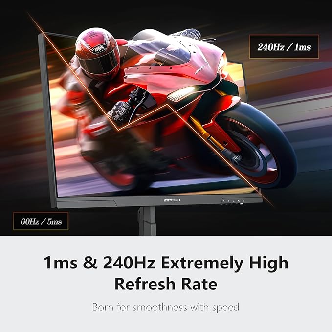 INNOCN 24.5" Gaming Monitor 1440p 240Hz QHD 2K PC Desktop Gaming Fast IPS HDMI 2.1 Display, DisplayPort, 1ms, Built-in Speaker, 25G2S