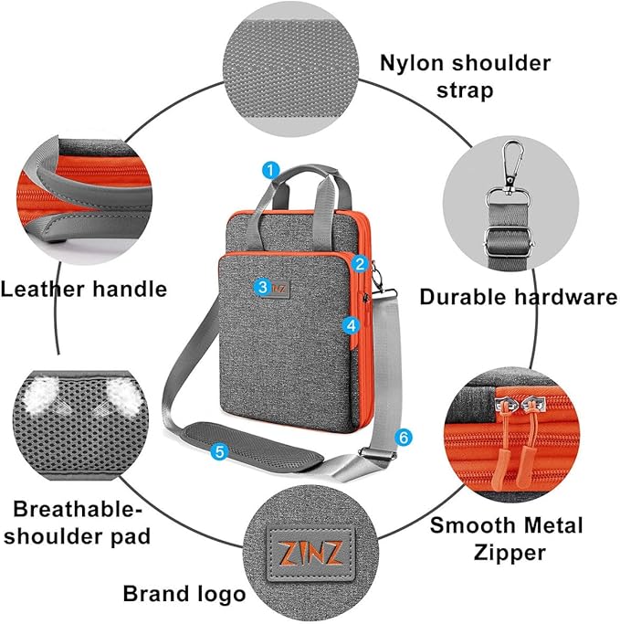 ZINZ Slim & Expandable Case 12.9 13 inch Travel Laptop Shoulder Bag for MacBook Air 13" M3/M2/M1, MacBook Pro 13" M2/M1, iPad Pro 12.9"/13"/11", iPad Air 13",L01G05