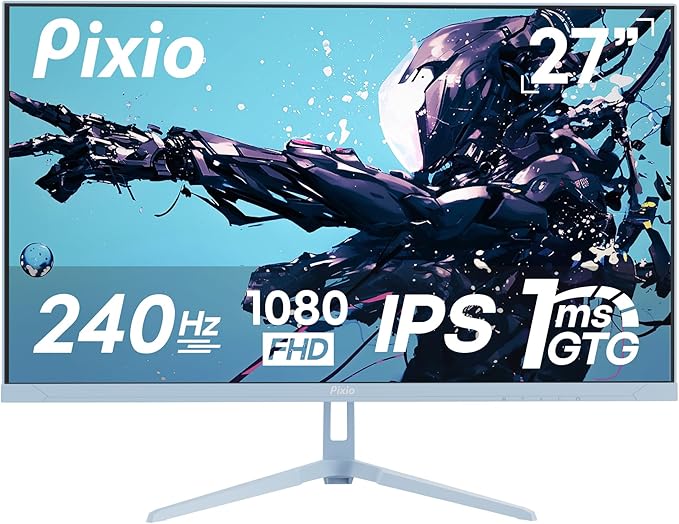 Pixio PX279 Wave Blue 27 inch 240Hz Refresh Rate FHD 1080p Resolution Fast IPS Panel 1ms GTG Resonse Time Gaming Monitor with Adaptive Sync