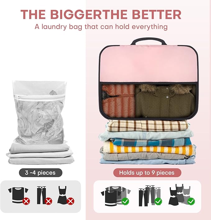 8 PCS Compression Packing Cubes for Travel Women, Compression Bags Organizer for Luggage Space Saving Travel Essentials and Carry on, Luggage Organizer Bags for Suitcase - Pink