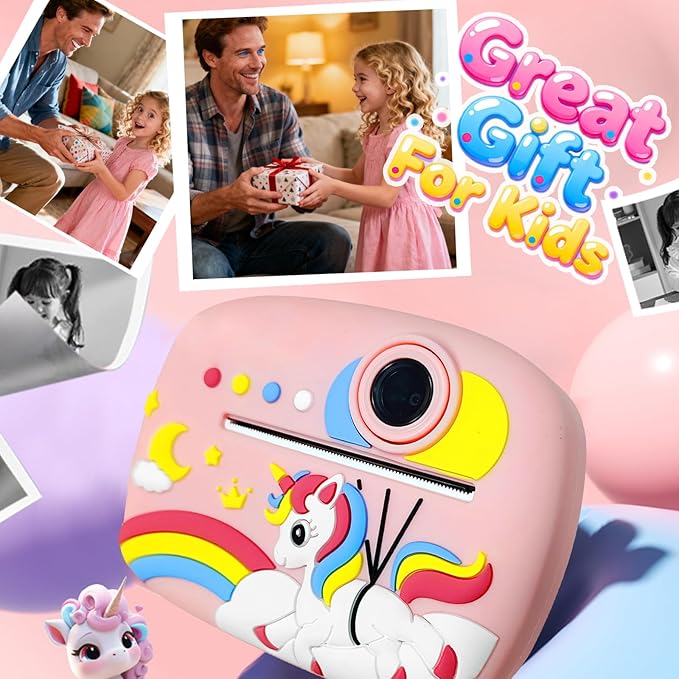 Kids Instant Digital Cameras for Boys and Girls, 1080P Video Digital Kids Camera That Print Photos with 32G Card,Portable Toddlers Camera Christmas Birthday Gifts Toys for Age 3-16 Years Old
