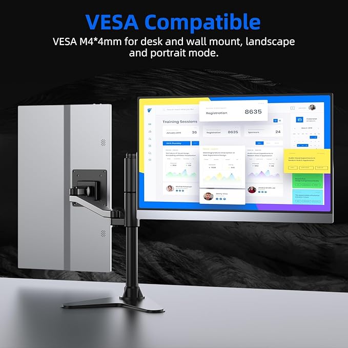 UPERFECT Portable Monitor 4K, 15.6'' Silvery 3840x2160 UHD HDR USB-C Monitor, 100% AdobeRGB, 400cd/㎡Brightness, IPS FreeSync Speaker Travel Extra Screen for Laptop, Type-C HDMI, VESA & Smart Case