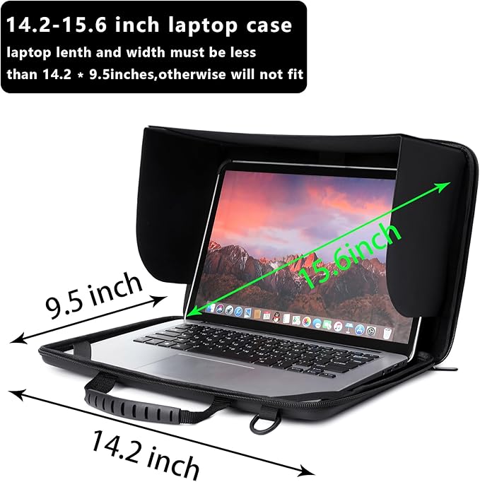BUG 14.2-15.6 Inch Laptop Sun Shade Bag, Chromebook Protective Sleeve Case Shoulder Bag with Sun Hood Foldable Portable Shield Cover for Working Outside, Computer Hard Shell Case(Patent Pending)