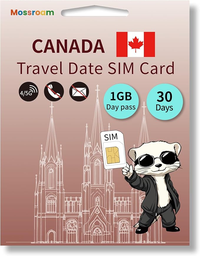 SIM Card for Canada Travel - 1GB Prepaid Data for 30 Days - 5G/4G LTE Speeds - Plug & Play - No Roaming, No Contracts