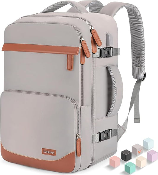 40L Travel Backpack with USB Charging Port, Water-Resistant Carry On Backpack for Men Women, Business Laptop Backpack for Trips & Commutes, Fits 15.6/17.3 Inch Laptop