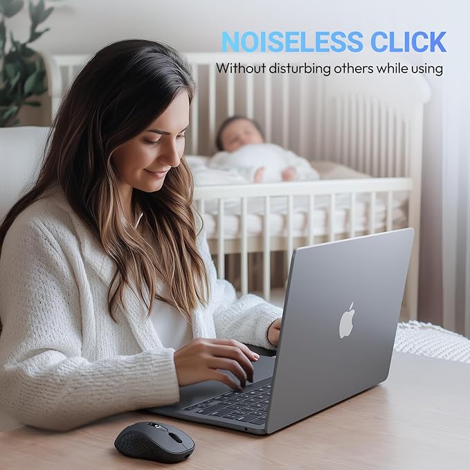 XBG B15 Tri-Mode Wireless Mouse, Bluetooth 5.0/4.0 & 2.4G, 5 Adjustable DPI, Type-C Rechargeable with 3-Level Battery Indicator, Ergonomic Silent Design for Office/Laptop/Travel