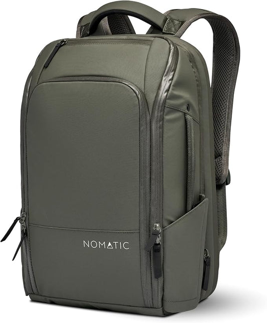 NOMATIC Travel Pack - 20L Water Resistant Laptop Bag - TSA-Ready Expandable Olive Backpack