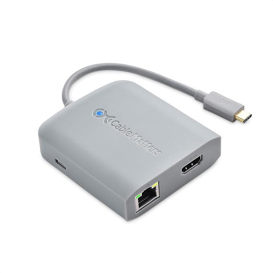 [Works with Chromebook Certified] Cable Matters USB C Hub Multiport Adapter with 4K HDMI, 2X USB 2.0, 480Mbps Ethernet, and 60W PD