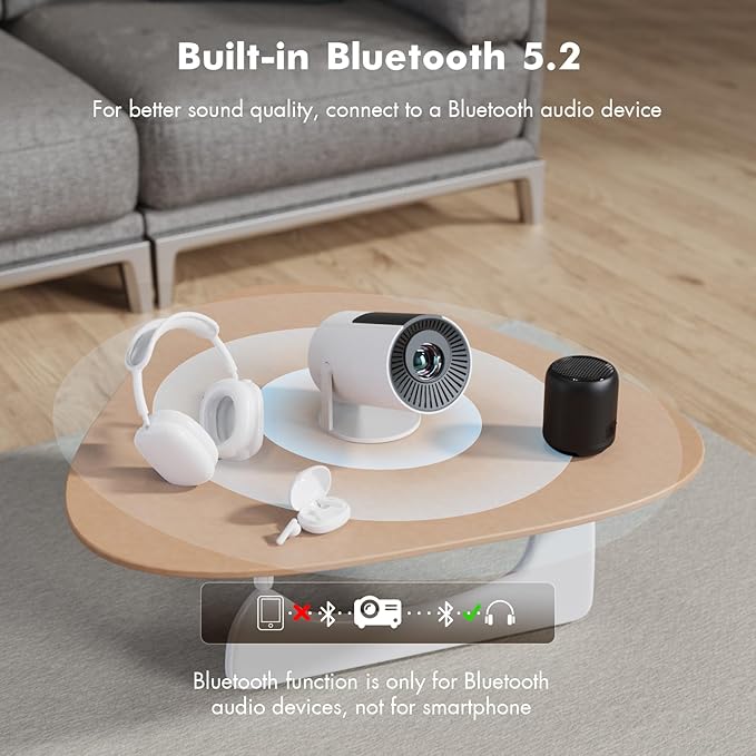 [Netflix Officially Licensed] Tecaki Mini Projector, Portable Smart Projector with WiFi and Bluetooth, 180° Rotatable Stand, Auto Keystone & Electric Focus, 4K Supported