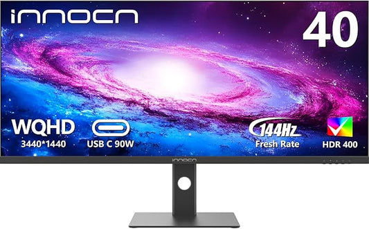 INNOCN 40C1R Ultrawide Monitor 40" WQHD 3440 x 1440p 144Hz FreeSync Premium HDR400 21:9 Computer Display 95% DCI-P3 500Nits IPS USB Type-C HDMI Tilt/Height Adjustable, Mountable