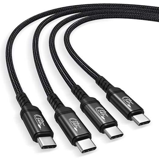 USB C to USB C Cable 10 ft, 240W Type C Fast Charging PD3.1 48V/5A 20Gbps Data Transfer Monitor Display Video USB 3.2 Cord for MacBook Pro 16 M4 140W iPhone 17 Pro Max iPad Galaxy Pixel-2Pack