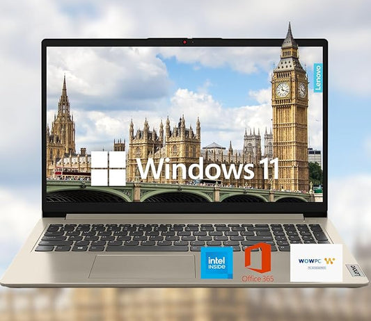 Lenovo 15.6" HD IdeaPad Anti-glare Coating + 1 Year Microsoft 365, 36GB RAM, 2.1TB SSD, Windows 11 Home, WiFi 6, HDMI, USB-C, Intel Processor, SD Card Reader, Up to 9.5 Hours Battery Life, w/WOWPC USB