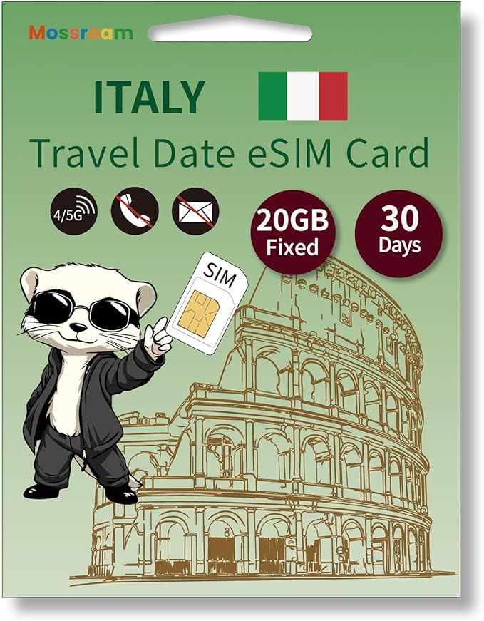 Italy SIM Card with 20GB High-Speed Fixed Data for 30 Days - Prepaid 4G/5G Mobile Internet for Travel, Work & Study - Compatible with All Phones