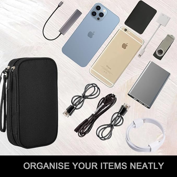 Electronics Organizer Travel Case for Women Men, Cable Organizer Bag Electronics Tech Accessories for Power Bank, SD Card, Cables, Phone