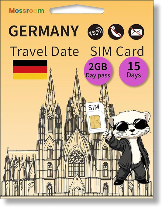 Germany SIM Card-High Speed 4/5G LTE for Fast Browsing,15 Days Plan,2GB Prepaid Data Daily, 3 in 1 SIM Card for German Business Travelers