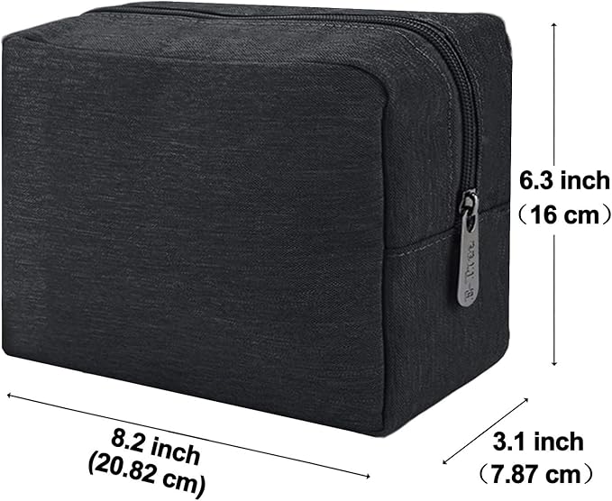 E-Tree Makeup Bag, Big Travel Make up Pouch, Zipper Large Cosmetic Brush Skin Care Case, Toiletry Bags for Traveling Women Man,Tech Electronic Organizer,Small Canvas Storage for Personal Items,Black